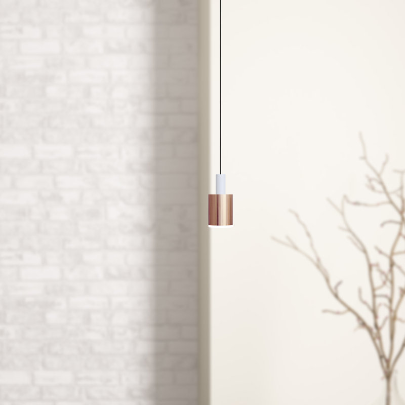 Luminaire suspendu tambour 1 lumière DEL Essoura, Blanc / Cuivre