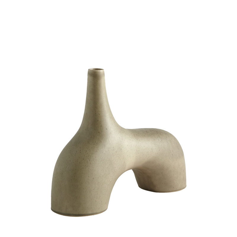 Handmade Earthenware Table Vase, Sage, 10" H x 13" W x 4" D
