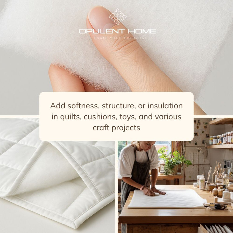 Opulent Home Premium Polyester Wadding Roll For Quilting, Upholstery & Crafts – Hypoallergenic, Recycled & Washable