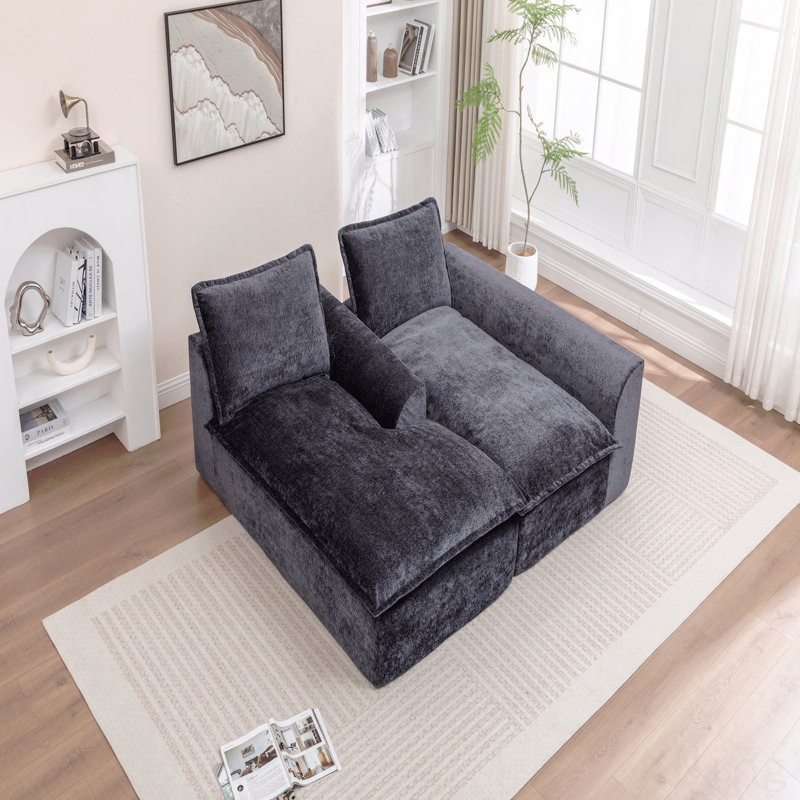 Canapé modulaire 103 po avec méridienne en forme de L, canapé modulaire désossé large de 103 po pour le salon, aucun assemblage requis