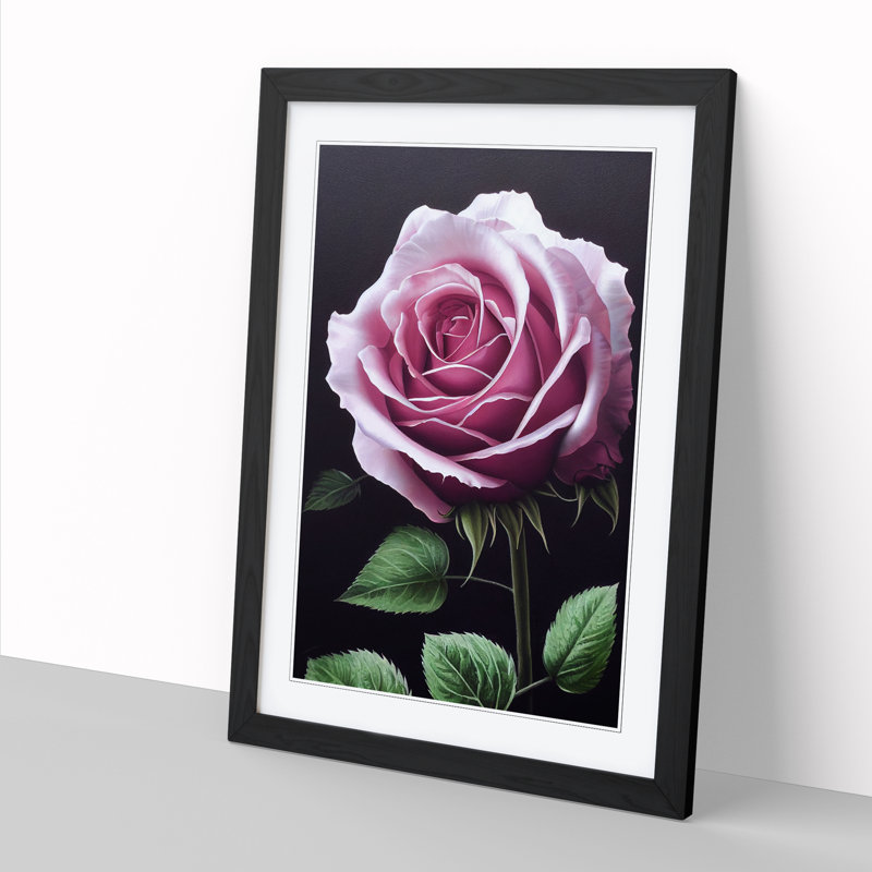 Rose Painting Traditional Vol.1 - Single Picture Frame Print, Black, 64cm H x 46cm W x 2cm D