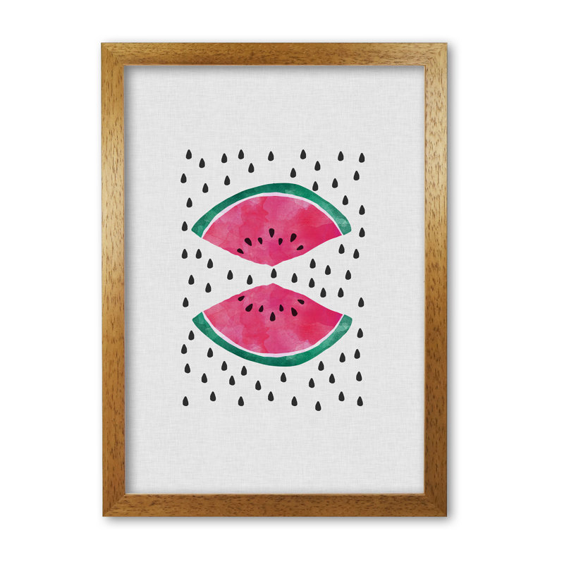 Watermelon Slices - Print, 30 cm H x 21 cm W x 5 cm D, Honey Oak Frame