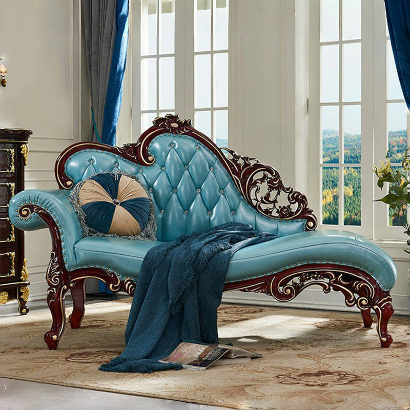 Canapé de luxe en bois massif American, Brun, Bleu