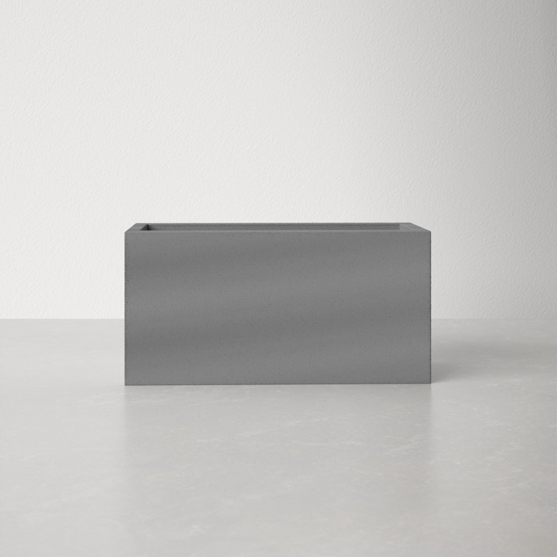 Magda Handmade Planter Box, 8" H x 16" W x 8" D, Gray