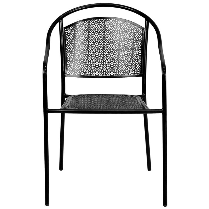 Elegant Black Metal Indoor-Outdoor Rain Flower Design Arm Chair
