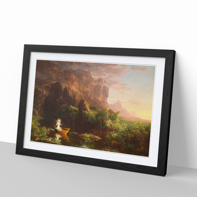 The Voyage of Life Childhood by Thomas Cole - Picture Frame Painting, 36cm H x 48cm W x 2cm D, Black