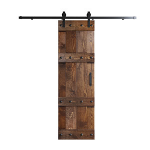 (incomplete)Paneled Wood Castle Series Barn Door with Installation Hardware Kit
