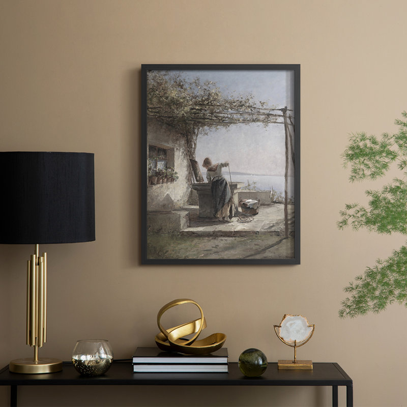 «Vintage Landscape Cxxi», reproduction encadrée - bois massif, Noir, H 21 po x l 17 po