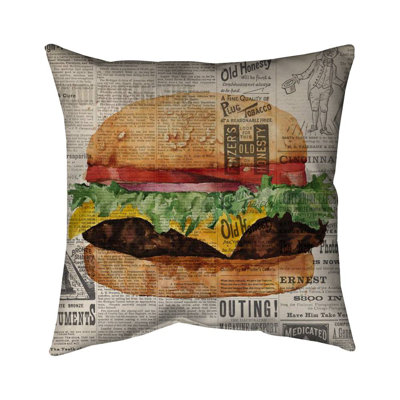 Vintage Style All Dressed Cheeseburger Pillow | Outdoor Decor
