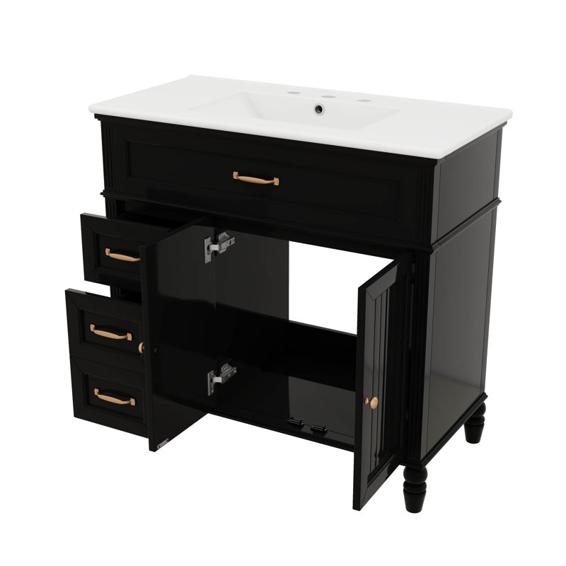 Meuble-lavabo 36 po avec lavabo 36 po, Noir