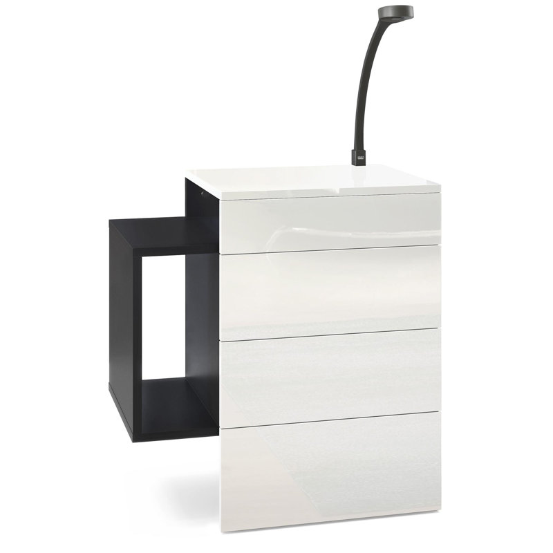 Mcardle 2 Drawer Bedside Table, With LED Flexi light, Blackberry