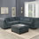 Meuble de salon modulaire chenille gris modulaire 6 pièces ensemble canapé modulaire d'angle 3X coin coin 2X chaises sans accoudoirs et 1 x contreplaqué