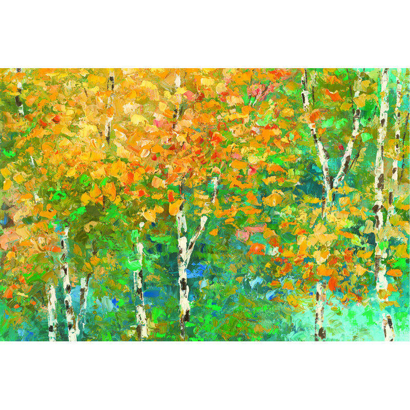 Arbre à feuilles jaunes - reproduction sur toile tendue, H 32 po x l 48 po