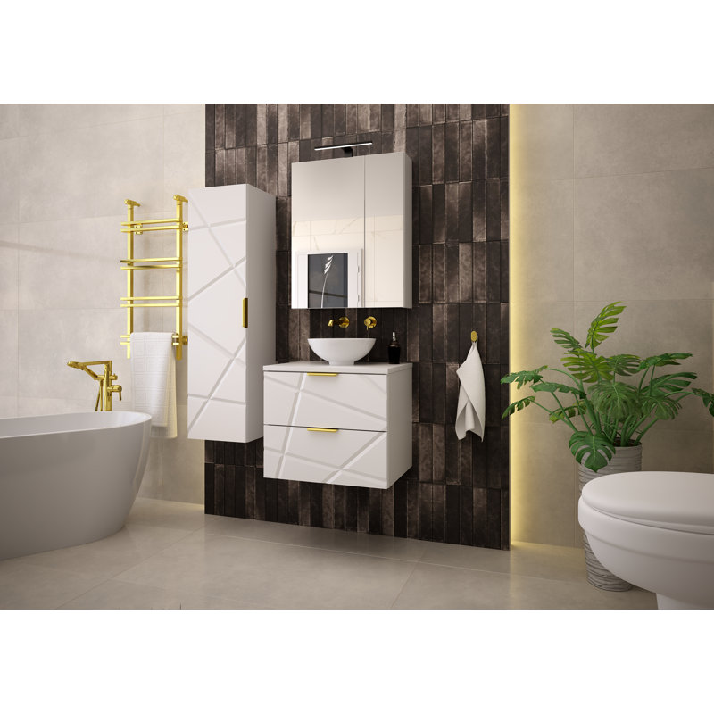 Damariae Wall Mounted Required Bathroom Storage Furniture Set