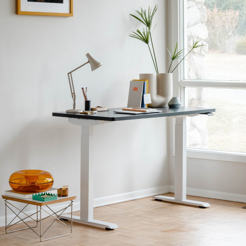 Duo Standing Desk, 47.3" H x 48" W x 24" D, Charcoal, White