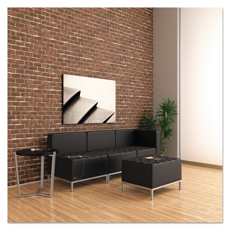 Black Tufted Upholstered Armless Slipper Chair with Steel Legs