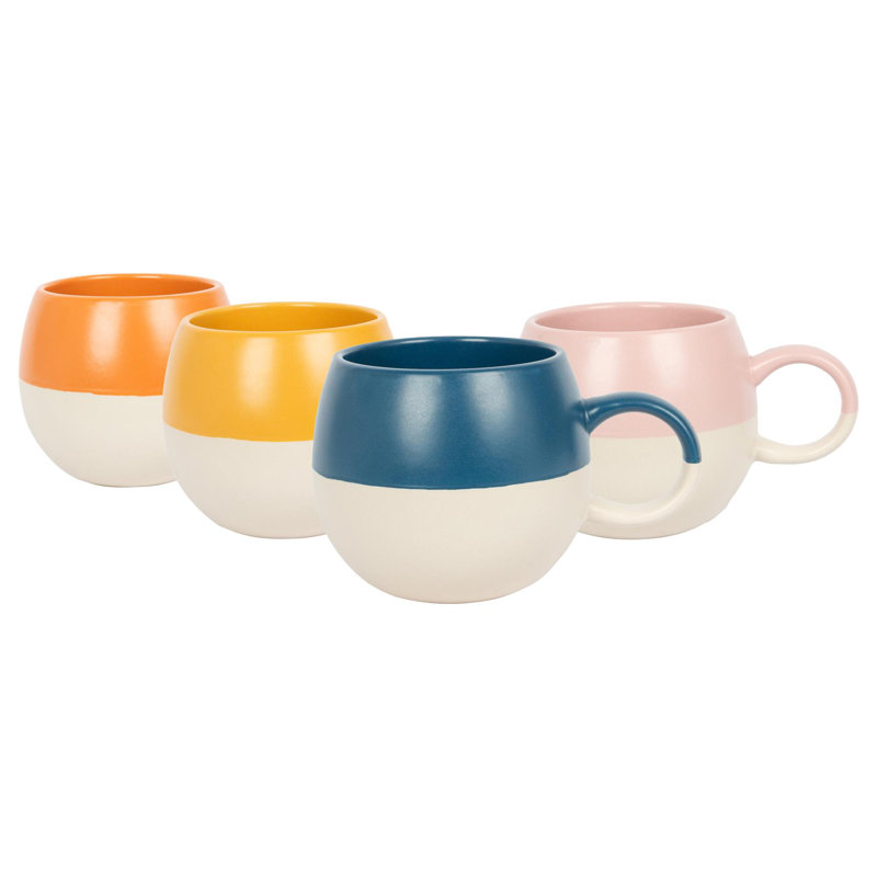 Nicola Spring - Dipped Stoneware Sphere Mug Set - 340ml - 4 Colours