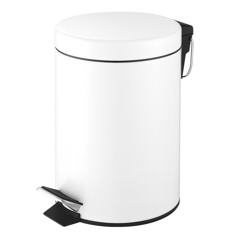 Crenshaw Metal Step On Kitchen Trash Can, Matt White