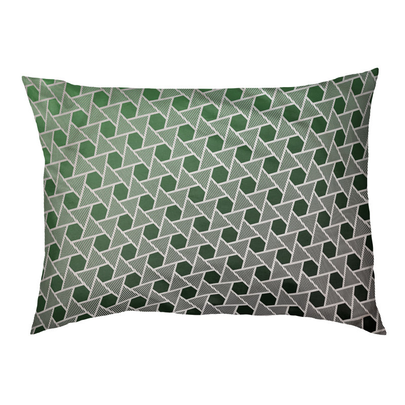 Coussin de lit à triangles hexagonals Byrge, Grand (l 50 po x P 40 po x H 7 po), Noir / Vert, Polyester