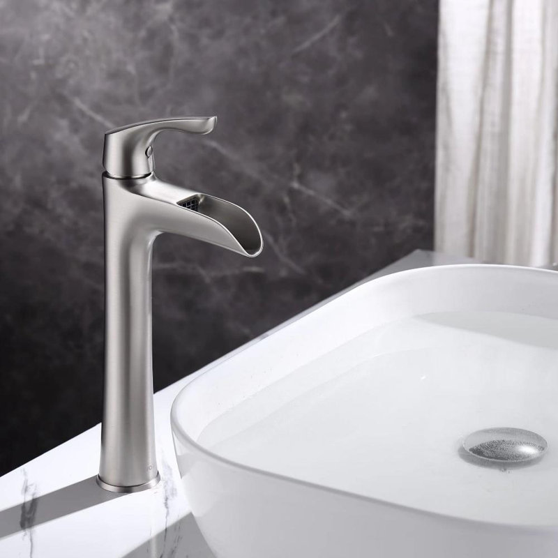 Robinet de salle de bains monotrou avec ensemble de drainage, Nickel brossé