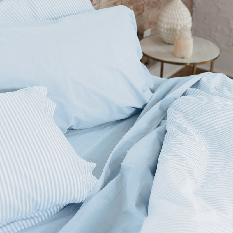 Melange Dusty Blue Standard/Queen Set of Two Pillow Cases 200TC, King Pillowcase Pack, Dusty Blue