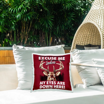 Coussin d'extérieur imprimé Eyes Are Down Here par Jedco Brands, Inc.