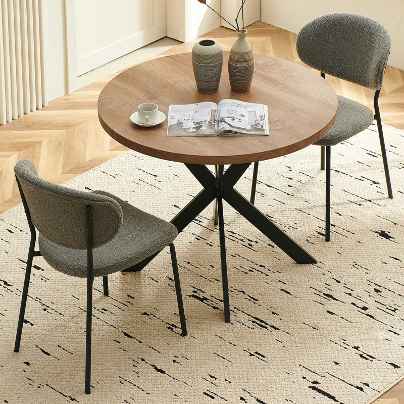 2-Seater Round Kitchen Table Chairs Set, Gray