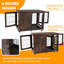 Table d'appoint pour chien avec cage pour chien, table d'appoint en bois avec dessus rabattable et cloison mobile