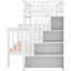 Lit superposé simple au dessus d'un escalier double, bois de pin blanc et lit de rangement efficace en bois massif