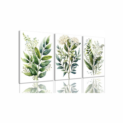 "Botanical Wall Art", plante, aquarelle, affiche sur toile, ensemble de 3 sauges encadrées, peinture verte, feuille d'eucalyptus, image moderne minimaliste, décoration de la chambre, salle de bain, salon
