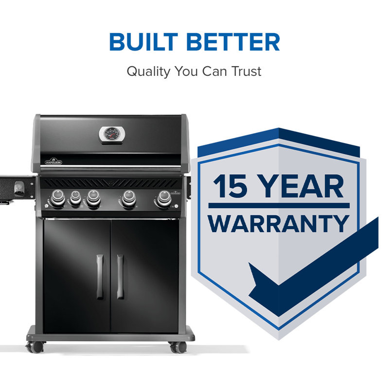 Rogue PRO 525 4-Burner Grill with Infrared Side Burner and Cast Iron Cooking Gr, Black, Liquid Propane