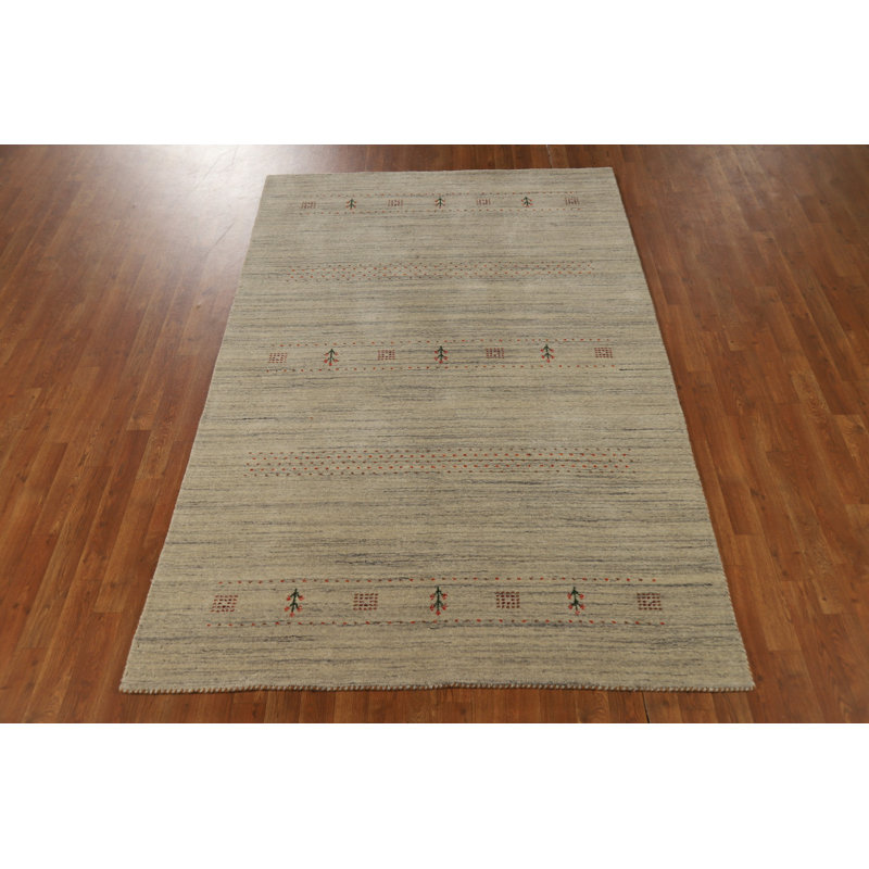 Handmade Wool Gabbeh Style Indian Area Rug 5x8