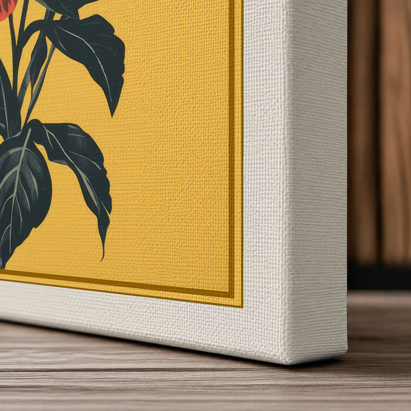 Triple Bloom Botanical - Wrapped Canvas, 30x20 - 76.2 x 50.8 cm, Cream Border