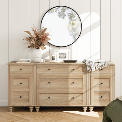 Scarlett Mid Century Modern Dressers With Charging Station, Dresser For Bedroom With 5 Drawers And 2 Storage Cabinet