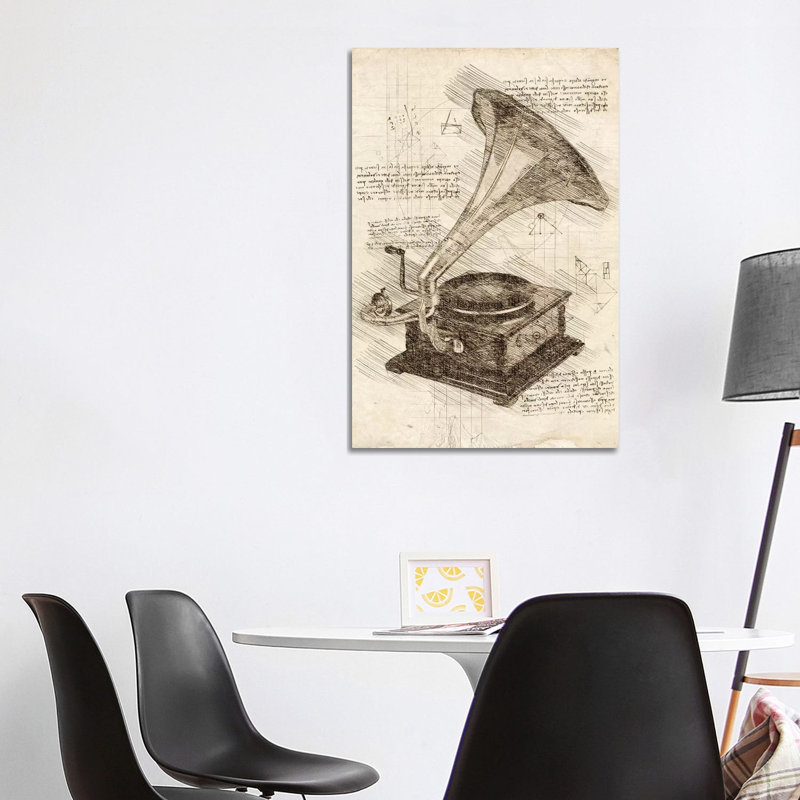 Gramophone 1 Piece Wrapped Canvas Wall Art, 101.6 cm H x 66.04 cm W