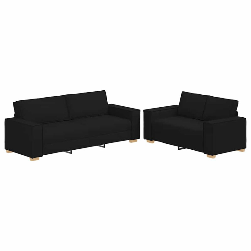 Ensemble de canapé 2 pièces avec coussins, Noir