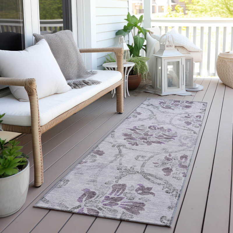 Sossio Washable Floral Indoor / Outdoor Rug, Runner 2'3" x 7'6"