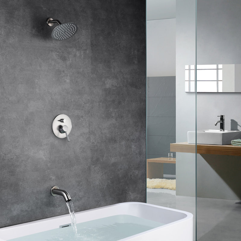 Complete Shower System with Rough in-Valve, Brushed Nickel