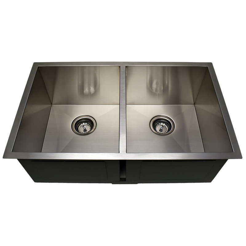 Évier de cuisine à double cuve encastrable l 30 po x l 18 po zero-radius