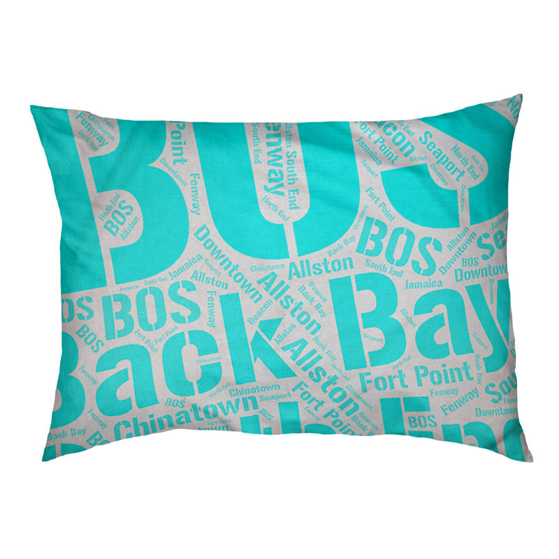 Coussin de chien « districts », Grand (l 40 po x P 30 po x H 14 po), Cyan, Boston