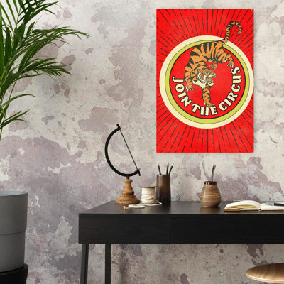 Contemporary Art Bold Classic Retro Tiger Architecture Landscape Wall Art - Wrapped Canvas Print