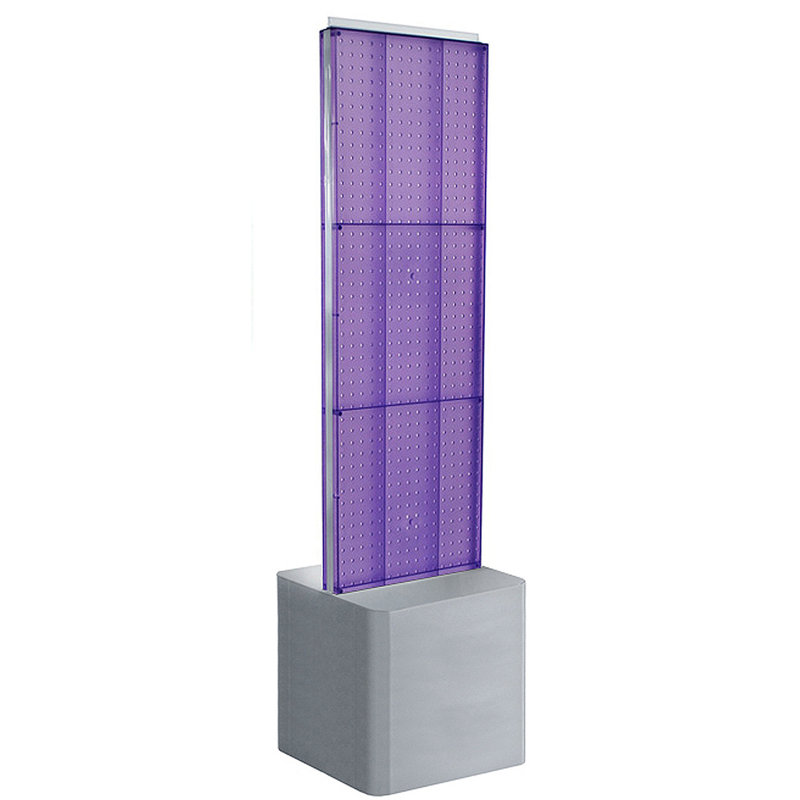 Adjustable Silver Base Two-Sided Purple Pegboard Display