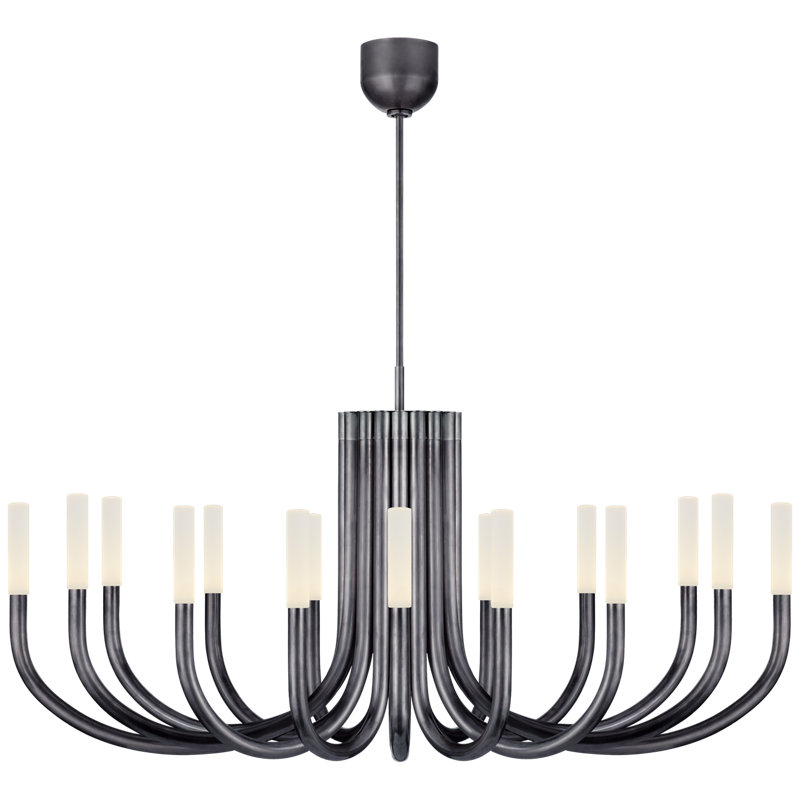 Kelly Wearstler Rousseau Large Oval Chandelier, Bronze, Seeded Glass