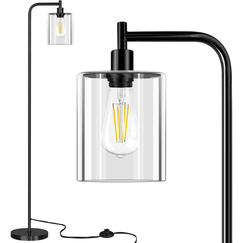 Jolando 67 " LED Arched Floor Lamp USB, Black