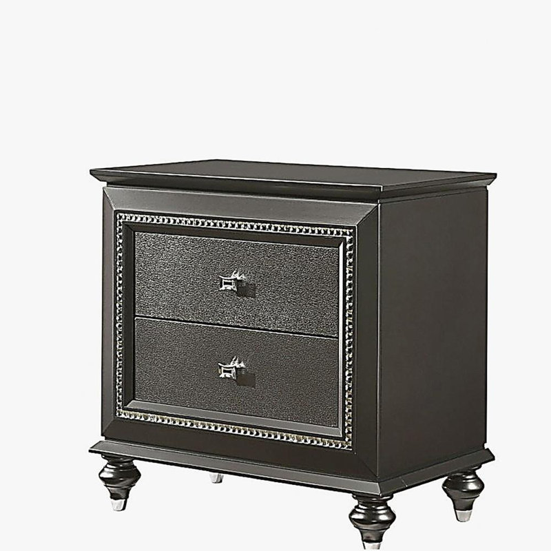 Kaitlyn Metallic Gray Finish Nightstand, Metallic Gray