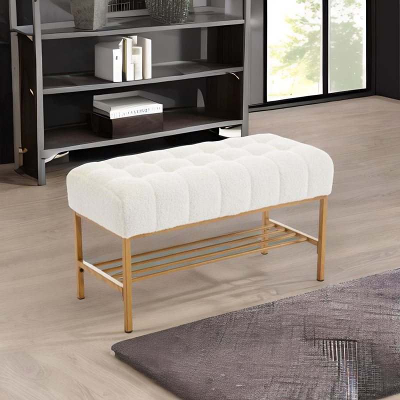 Banc à chaussures rembourré, Blanc