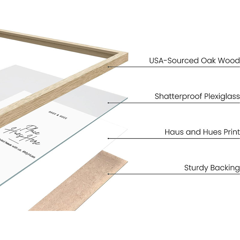 Wood Picture Frame - Set of 4, 20" x 20" with mat for 16" x 16", Beige