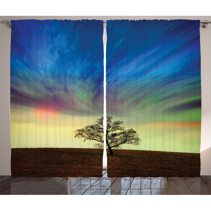 Tree Semi-Sheer Rod Pocket Curtain Panels, 54" x 90"