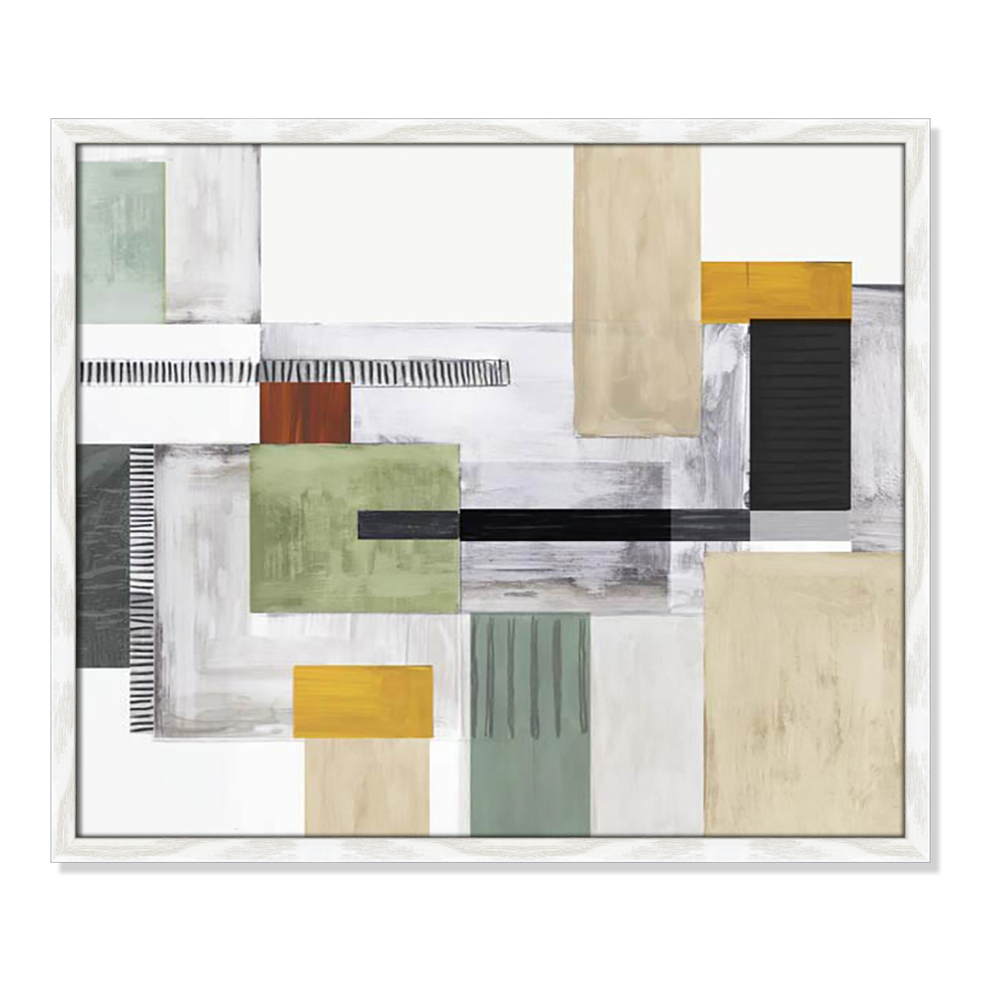 Playful Blocks by Tom Reeves, 21.5" H x 25.5" W x 0.75" D, No Mat, White Slim Picture Framed