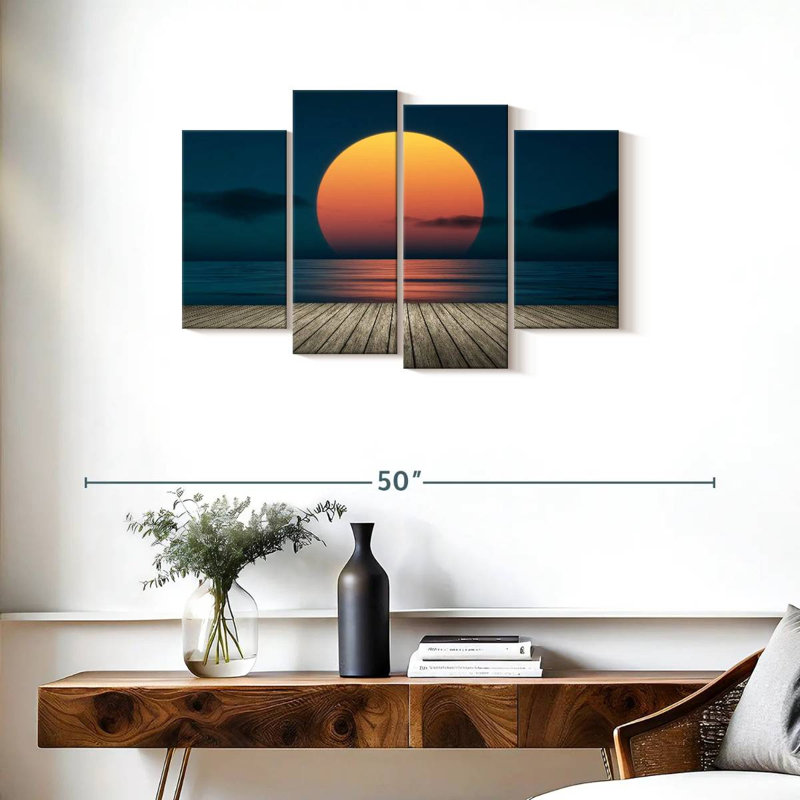 Gillard, coucher de soleil depuis le quai, H 22 po x l 36 po